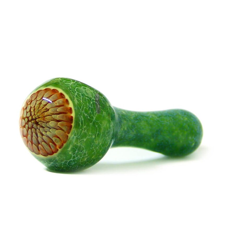 Abstract cool vortex green glass pipe 13cm
