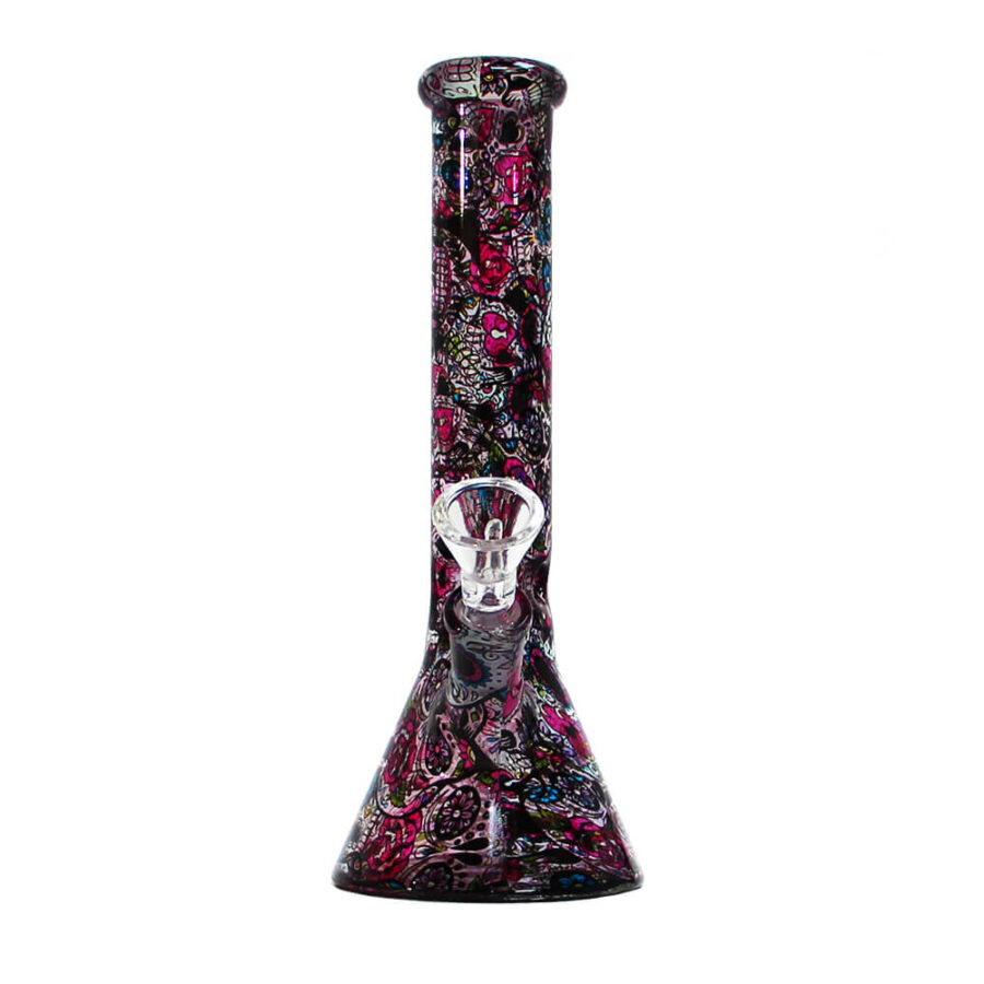 Mexican Flowers Glass Bong 26cm