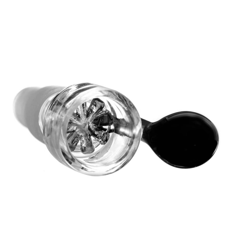 Black Bong Glass Bowl Holder with Screen Dual Size 14mm and 18mm