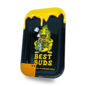 Best Buds Dab Large Metal Rolling Tray with Magnetic Grinder Card