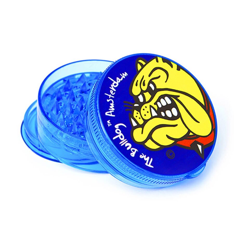 The Bulldog Original Blue 3D Touch Plastic Grinder 4 Parts - 60mm (12pcs/display)