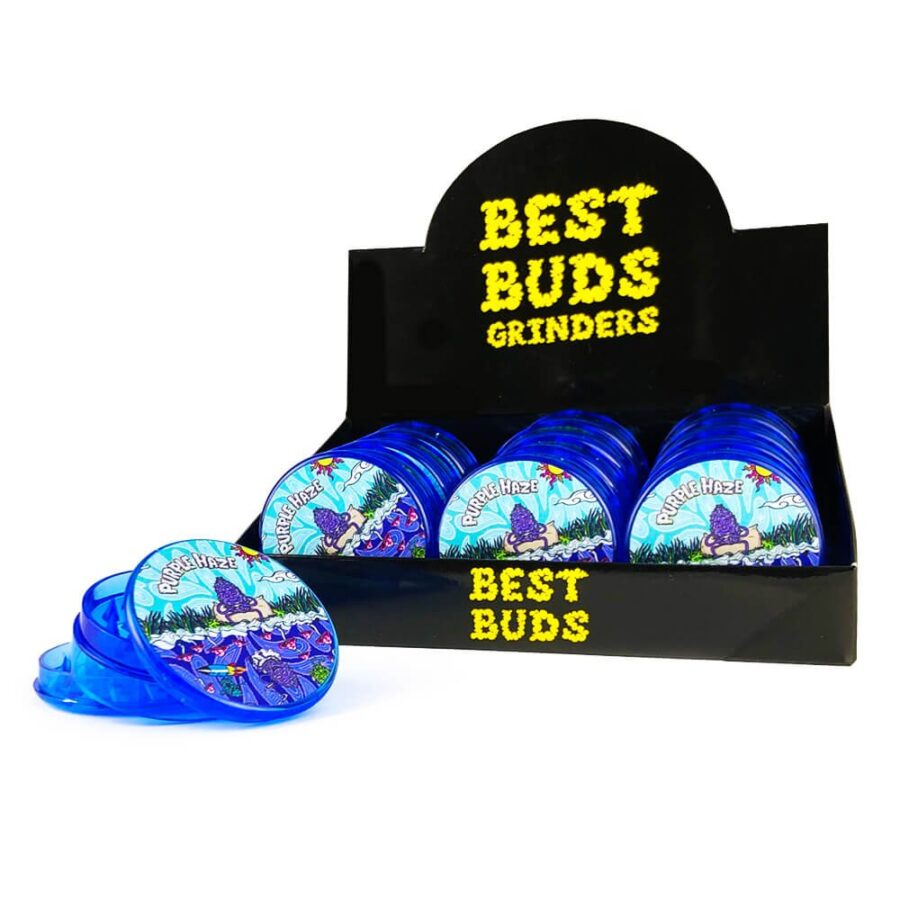 Best Buds Plastic Grinder Purple Haze 3 Parts - 50mm (12pcs/display)