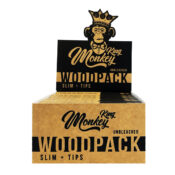 Monkey King Woodpack Unbleached Rolling Papers with Tips (24pcs/display)