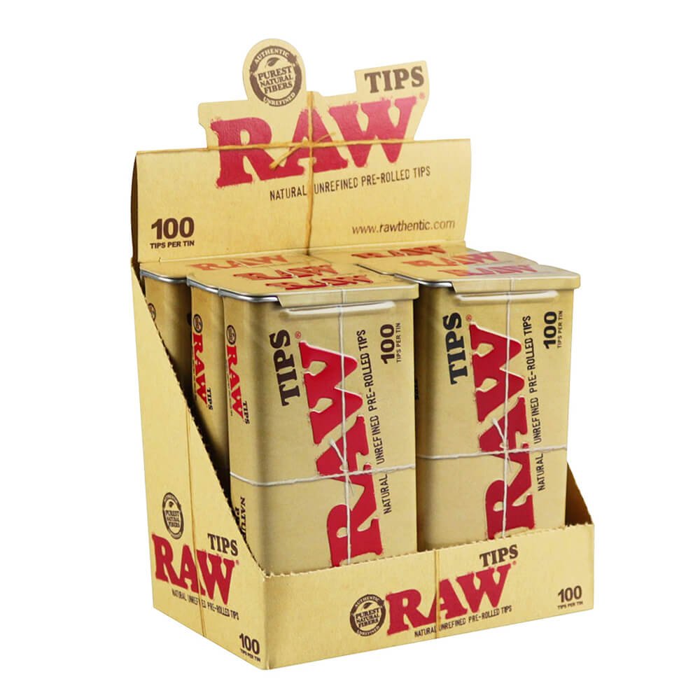 RAW 100 Pre-Rolled Tips in RAW Tin