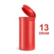 Poptop Red Plastic Container Small 13 Dram - 35mm
