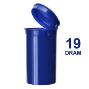Poptop Blue Plastic Container Medium 19 Dram - 40mm