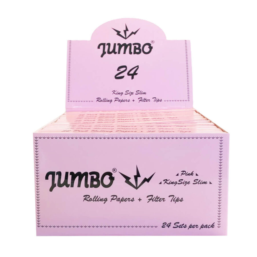 Jumbo King Size Pink Rolling Papers with Filters (24pcs/display)