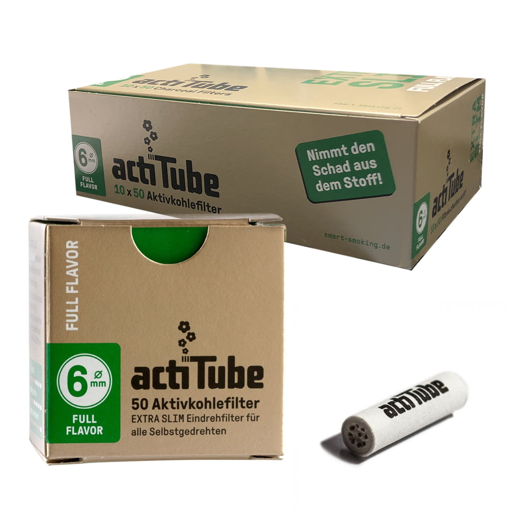 ActiTube Filtri Extra Slim 6mm Carboni Attivi Full Flavor - Conf 20 Pz