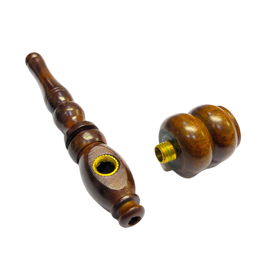 Handcrafted Wood Double Bubble Brown Smoking Pipe 10cm