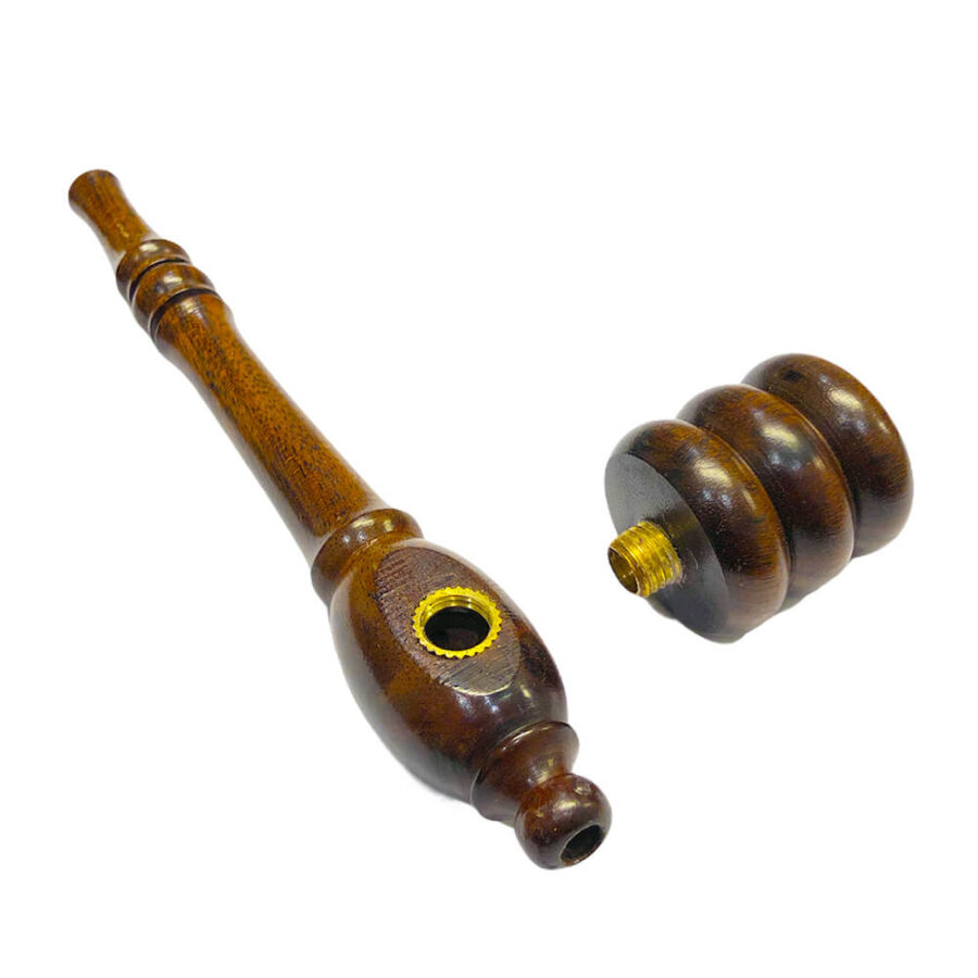 Handcrafted Wood Triple Bubble Brown Smoking Pipe 13cm