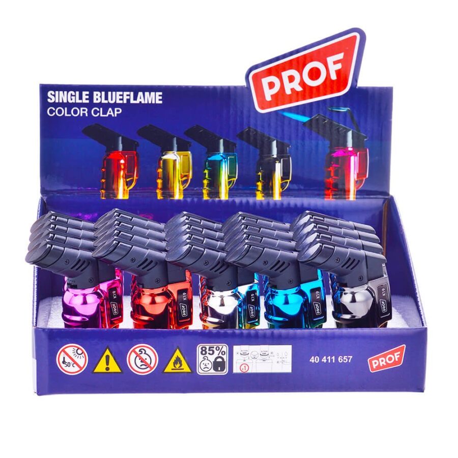 Prof Color Clap Windproof Blue Flame Lighters (20pcs/display)