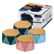 Champ High Ceramic Ashtray with Wooden Lid Mix Colors (4pcs/display)