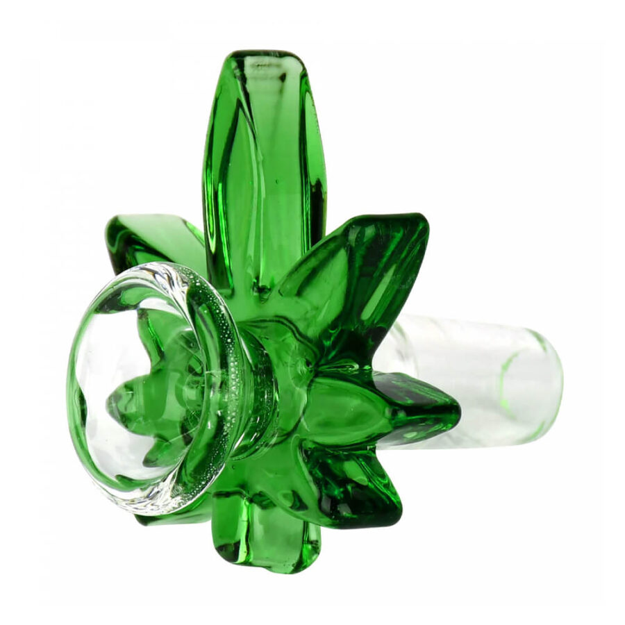Green Hemp Leaf Bong Glass Bowl 18mm