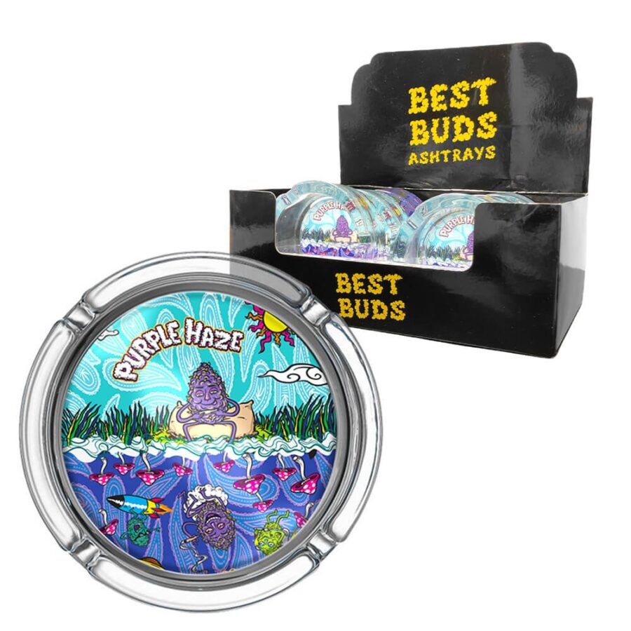Best Buds Large Glass Ashtrays Purple Haze (6pcs/display)