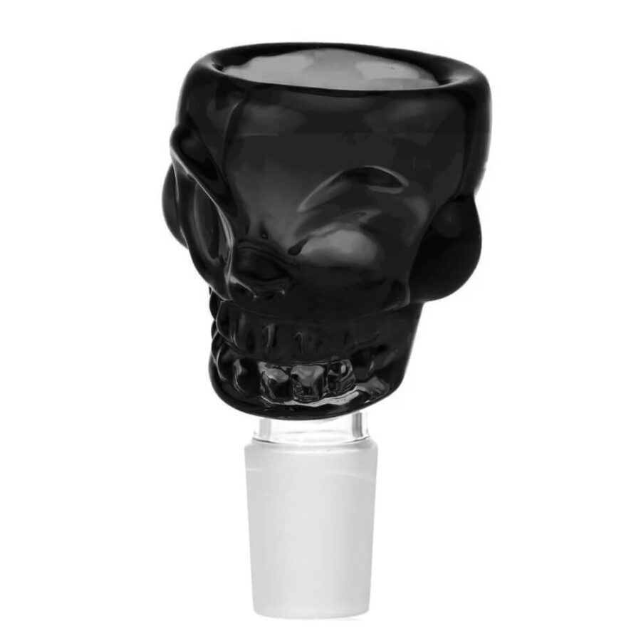 Skull Black Glass Bong Bowl 18mm