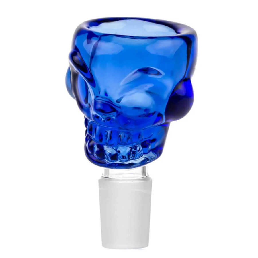 Skull Blue Glass Bong Bowl 18mm