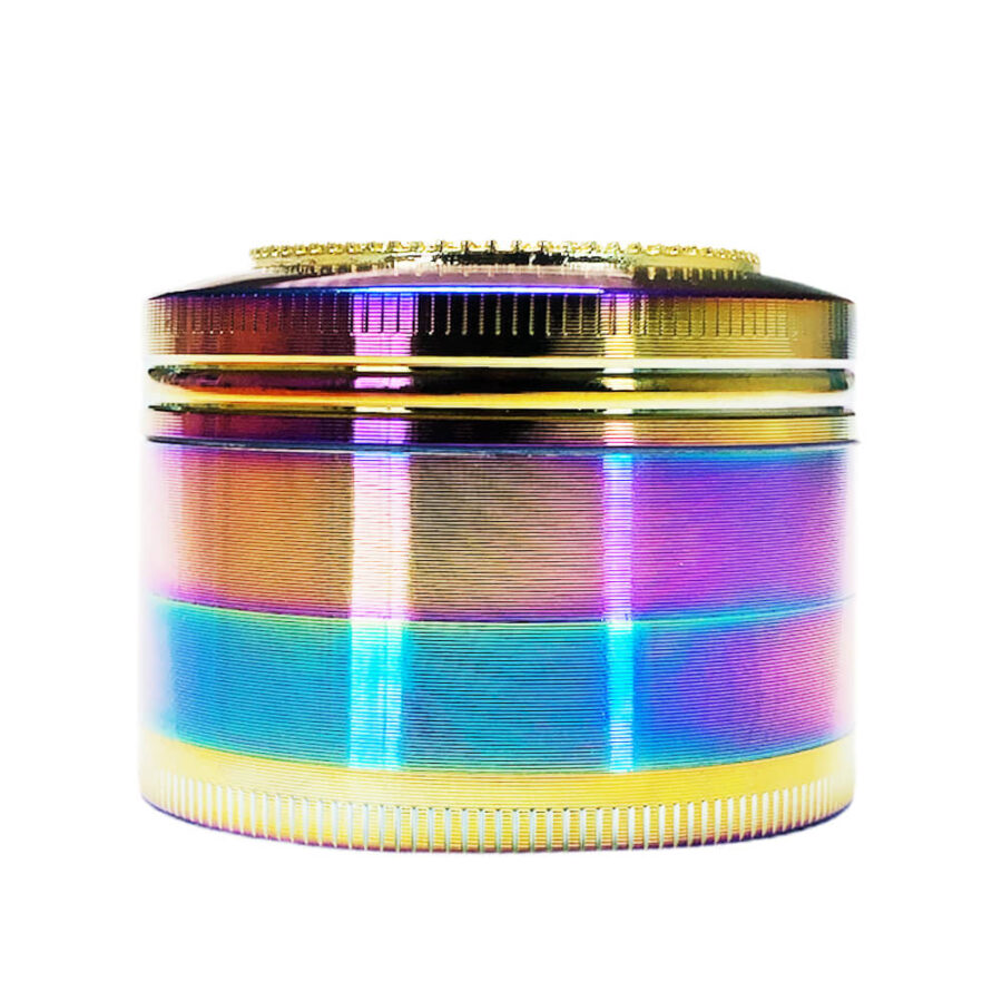 Rainbow Diamond Weed Leaf Metal Grinder 4 Parts - 50mm (6pcs/display)