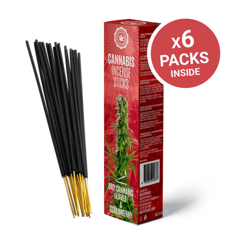Cannabis Incense Sticks - Strawberry and Dry Cannabis Leaves Scented (6packs/display)