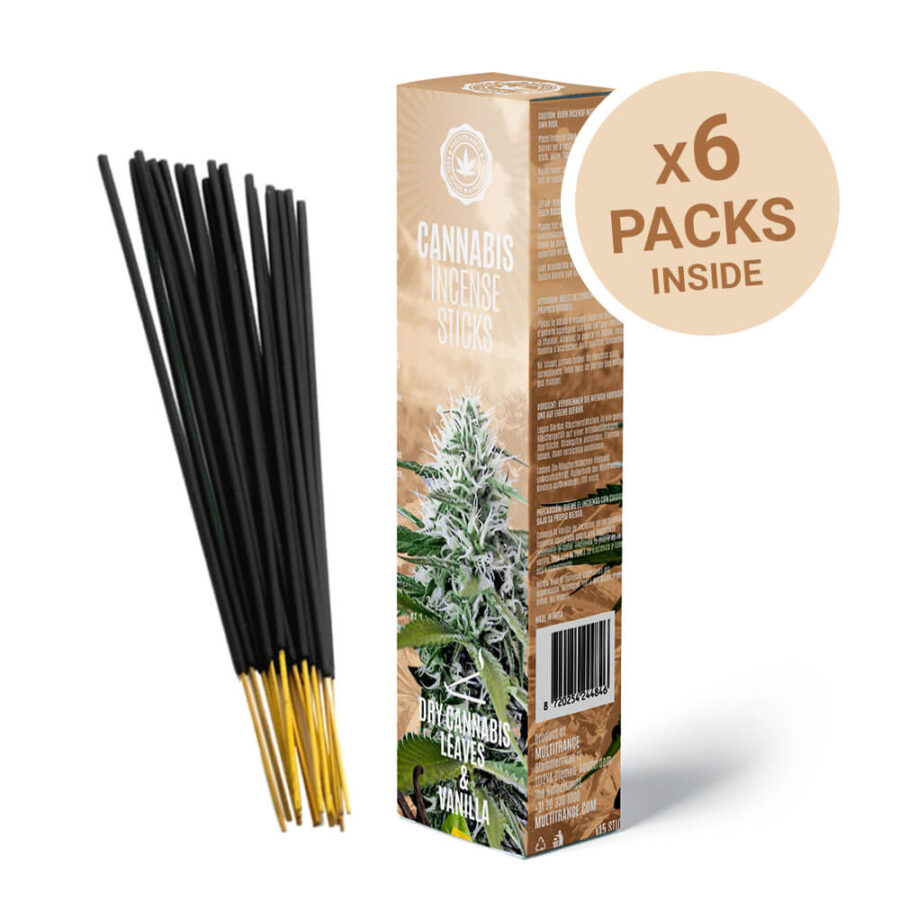 Cannabis Incense Sticks - Vanilla and Dry Cannabis Leaves Scented (6packs/display)