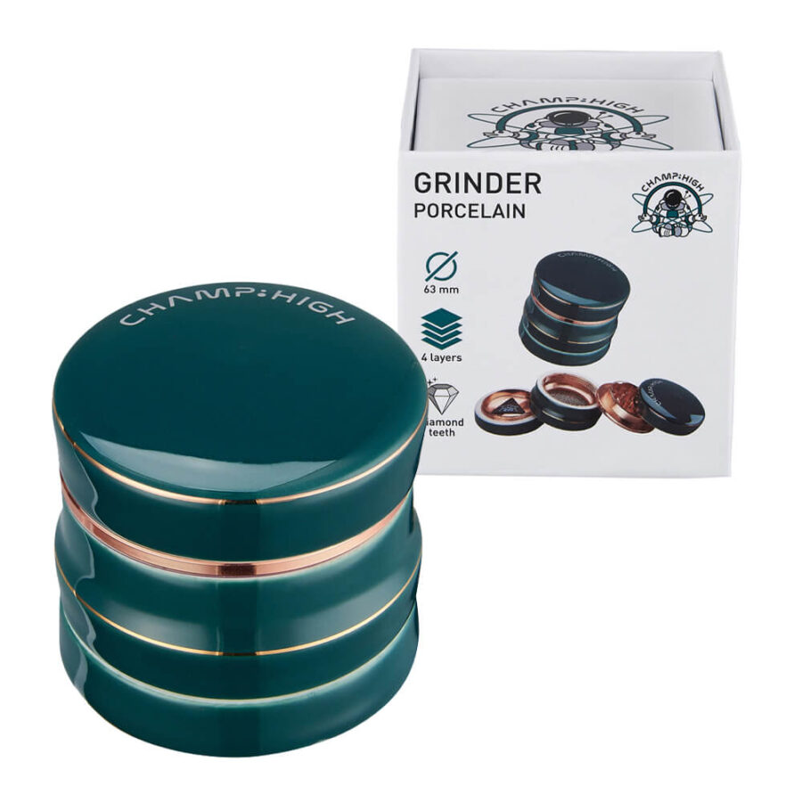 Champ High Porcelain Grinder Green 4 Parts - 63mm