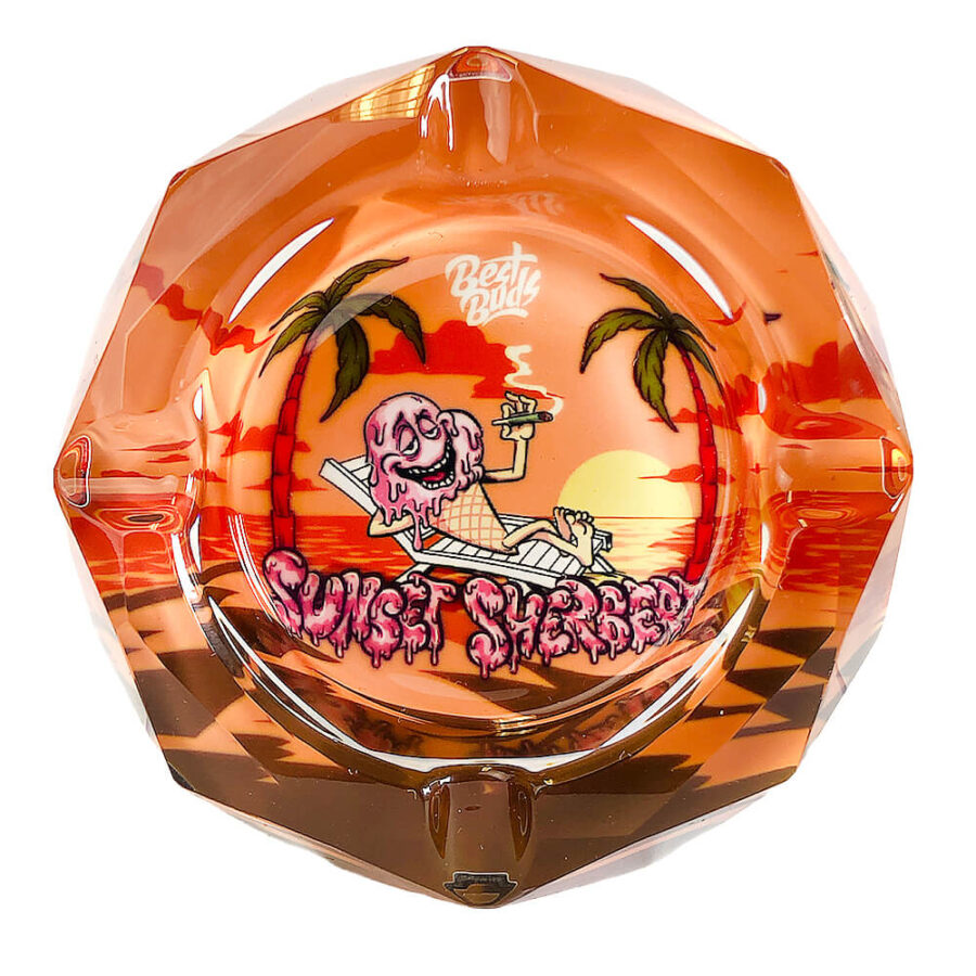 Best Buds Crystal Ashtray with Giftbox Sunset Sherbet