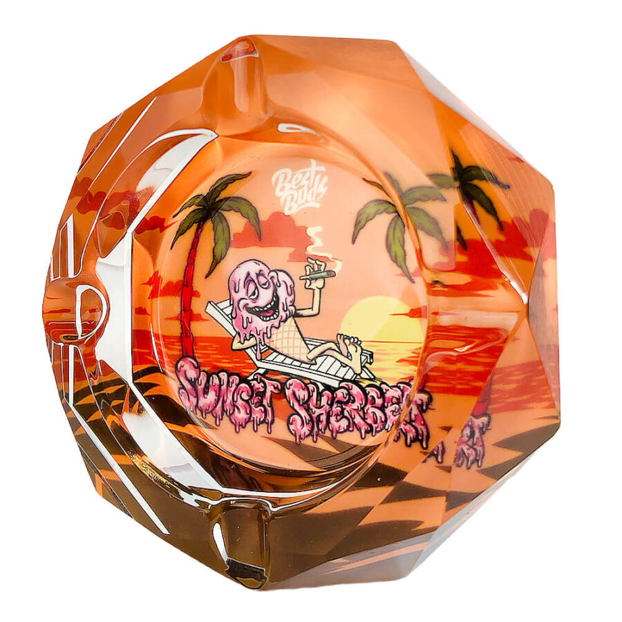 Best Buds Crystal Ashtray with Giftbox Sunset Sherbet