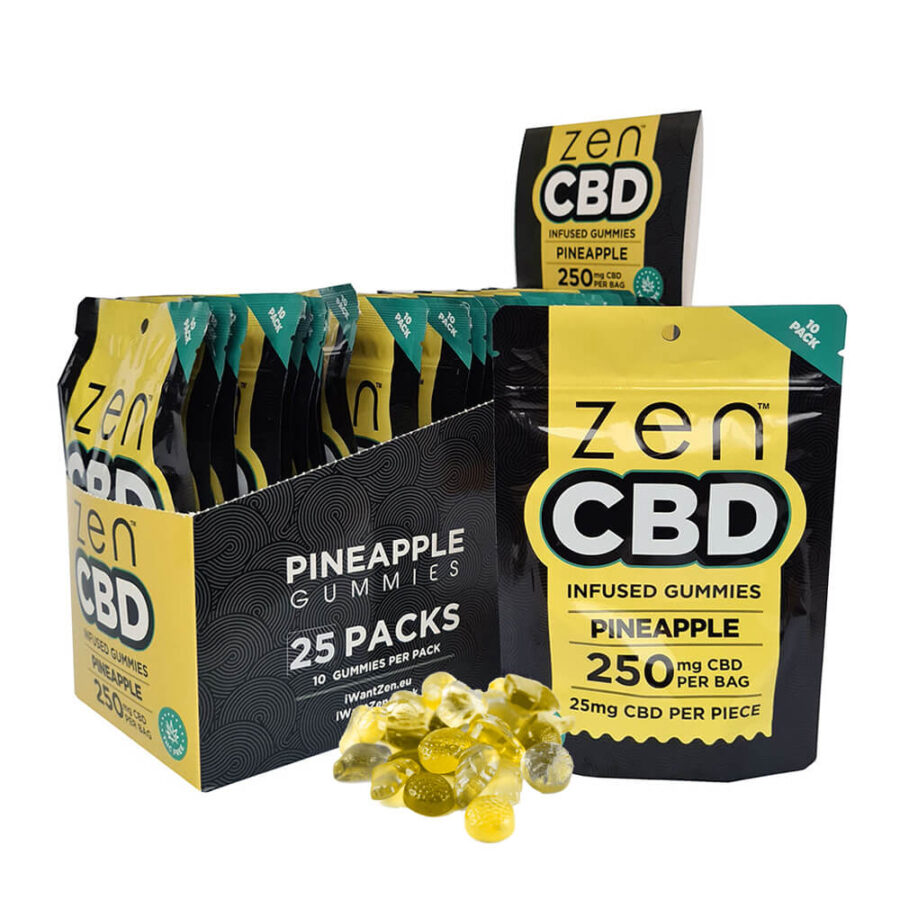 Zen CBD Pineapple Gummies 250mg per Bag (10pcs/display)