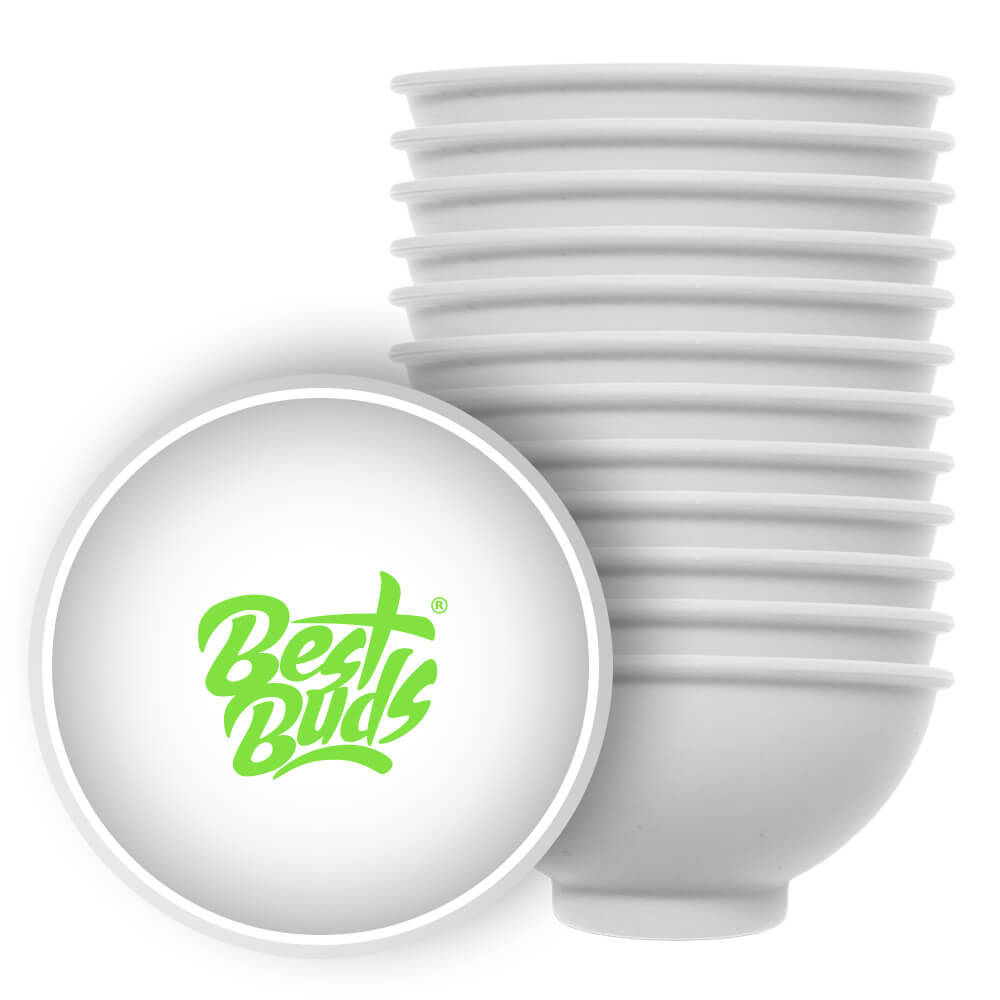 Wholesale Best Buds Silicone Mixing Bowl White with Green Logo