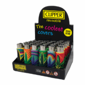 Wholesale Clipper Lighters Pop Cover Cannabis Leaves 30pcsdisplay