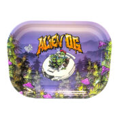 Best Buds Thin Box Rolling Tray with Storage Alien OG