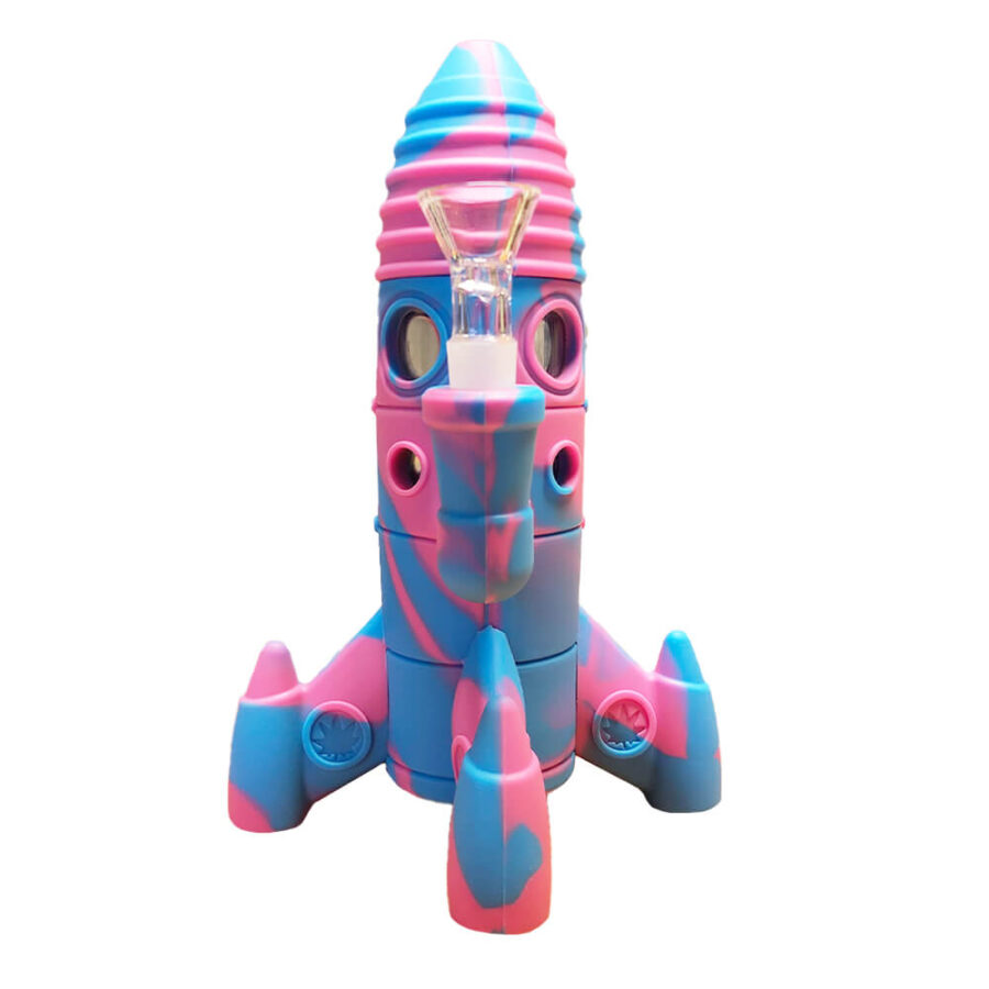 Silicone Rocket Bong Pink with Glowing LED Lights 20cm