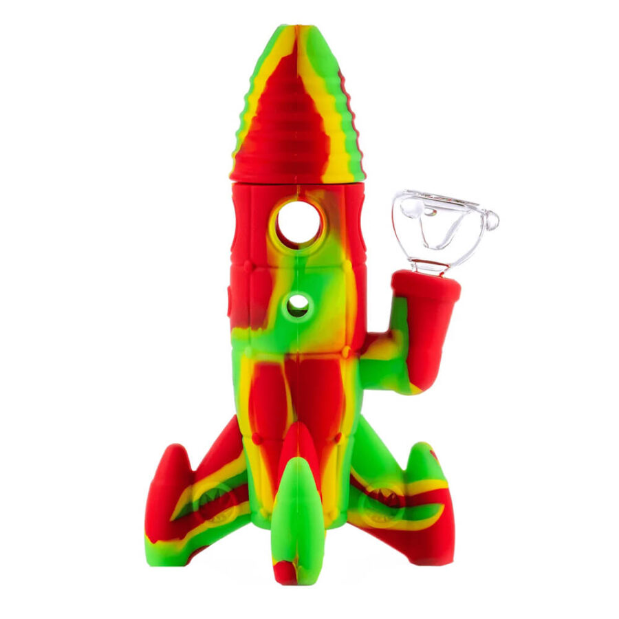 Silicone Rocket Bong Rasta with Glowing LED Lights 20cm