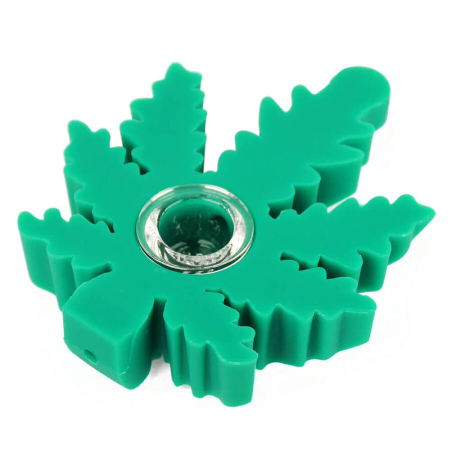 Weed Leaf Green Silicone Pipe 9x10cm