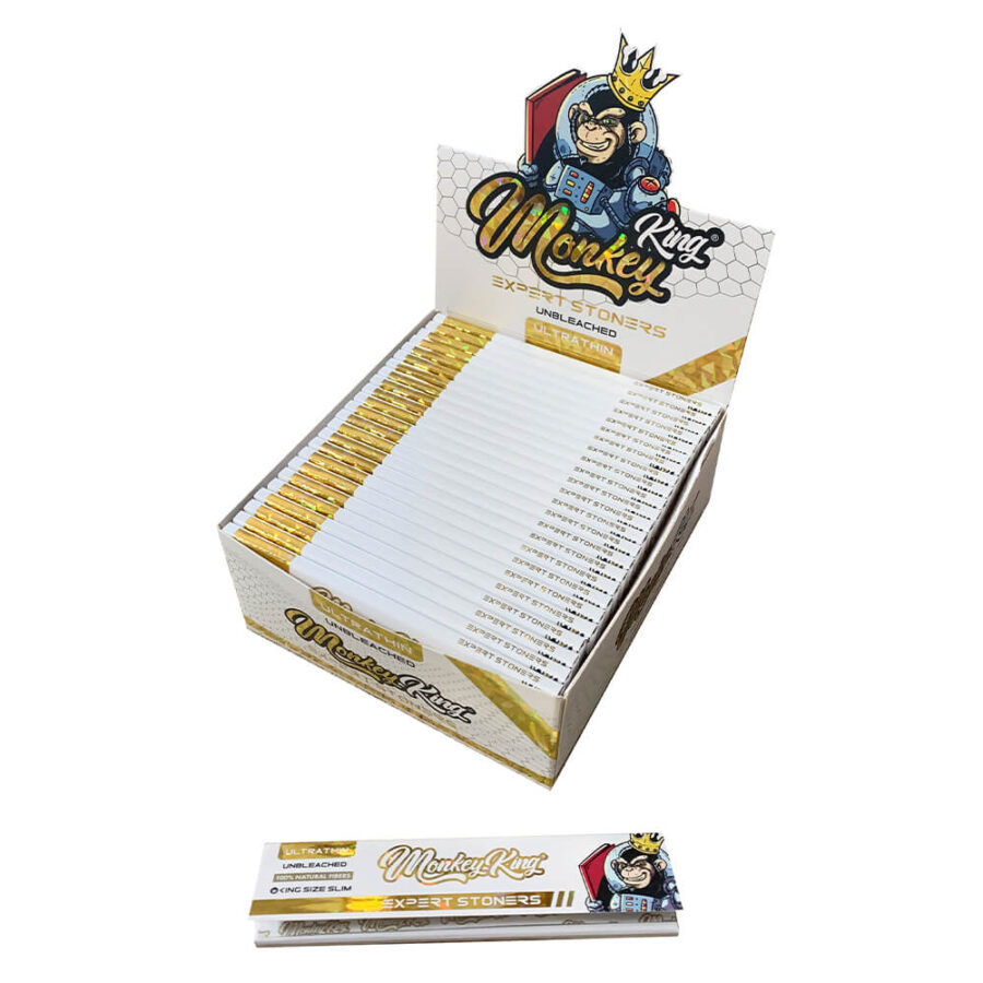 Monkey King Expert Stoners Unbleached Ultra Thin Rolling Papers KS Slim (50pcs/display)