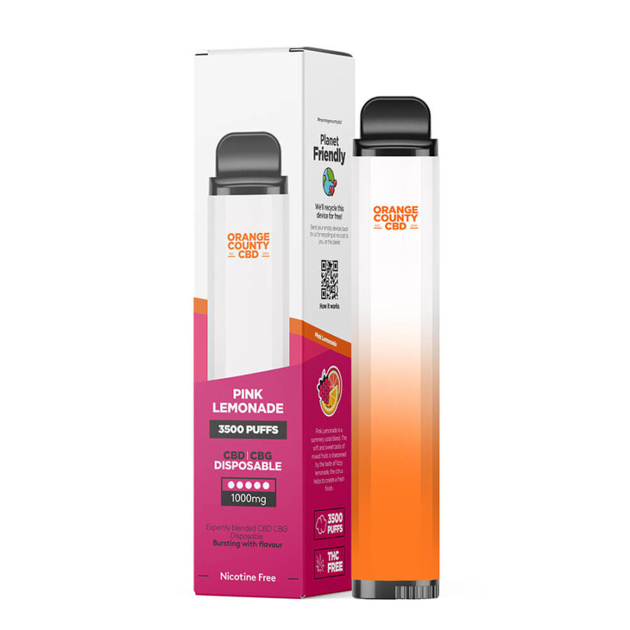 Orange County CBD 10ml Disposable Vape Pen Pink Lemonade 600mg CBD + 400mg CBG - 3500 Puffs (10pcs/display)