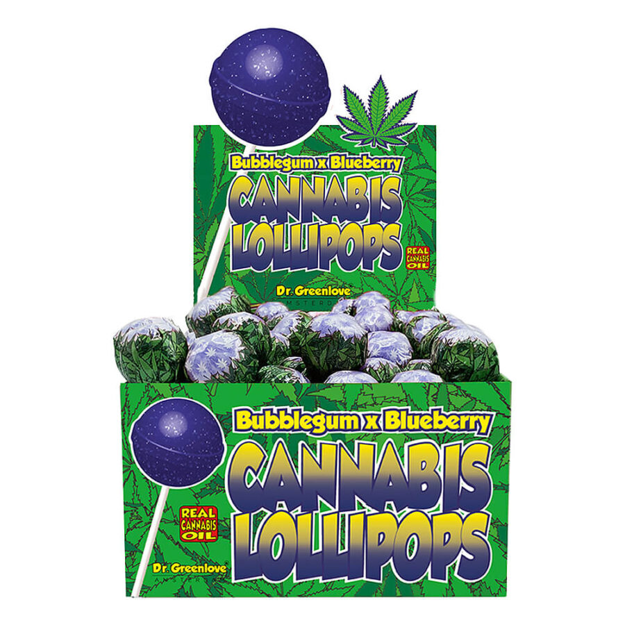 Dr. Greenlove Cannabis Lollipops Bubblegum x Blueberry (70pcs/display)