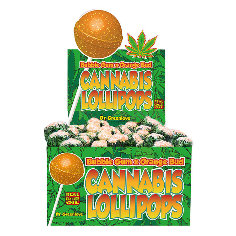 Dr. Greenlove Cannabis Lollipops Bubblegum x Orange Bud (70pcs/display)