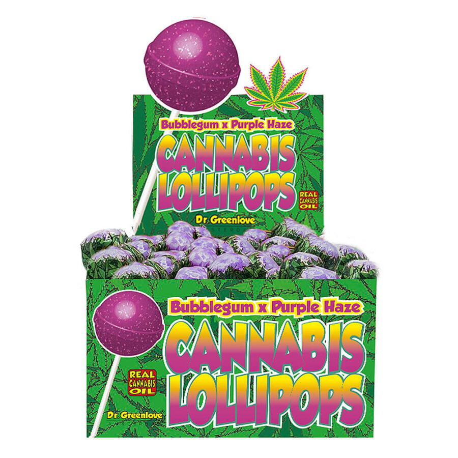 Dr. Greenlove Cannabis Lollipops Bubblegum x Purple Haze (70pcs/display)