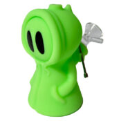 Green Death Silicone Pipe with Metal Spoon and Dab Container 11cm