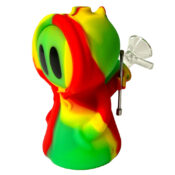 Rasta Death Silicone Pipe with Metal Spoon and Dab Container 11cm