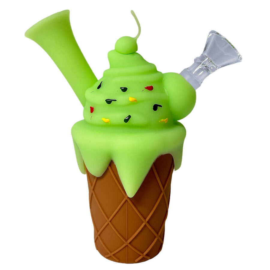 Ice Cream Cone Silicone Pipe Green 14cm