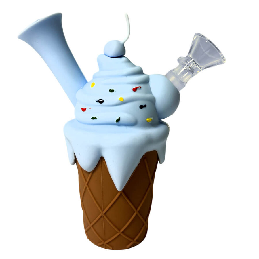 Ice Cream Cone Silicone Pipe Blue 14cm