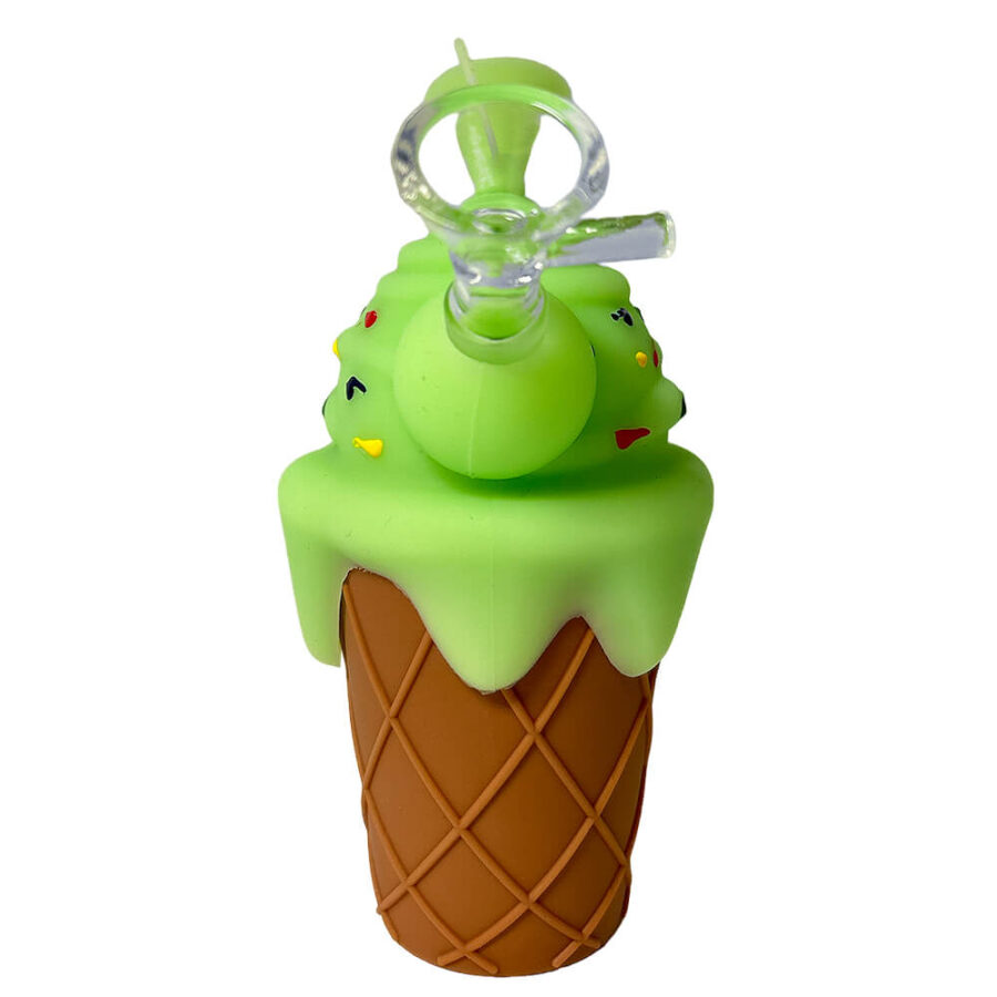 Ice Cream Cone Silicone Pipe Green 14cm