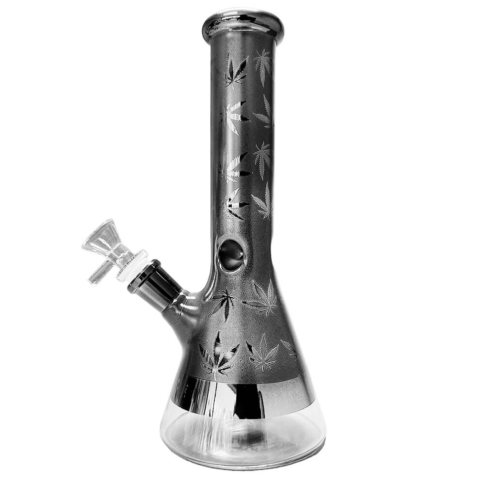 Wholesale Weed Leaves Glass Bong Grey