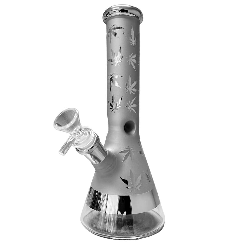 Wholesale Weed Leaves Glass Bong Grey