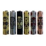 Clipper Lighters Metal Mexican Skulls (30pcs/display)