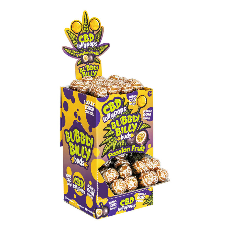 Bubbly Billy Buds Lollipops Passion Fruit 10mg CBD (100pcs/display)