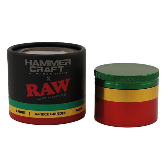 RAW Hammer Craft Large Aluminium Grinder Rasta 4 Parts - 60mm