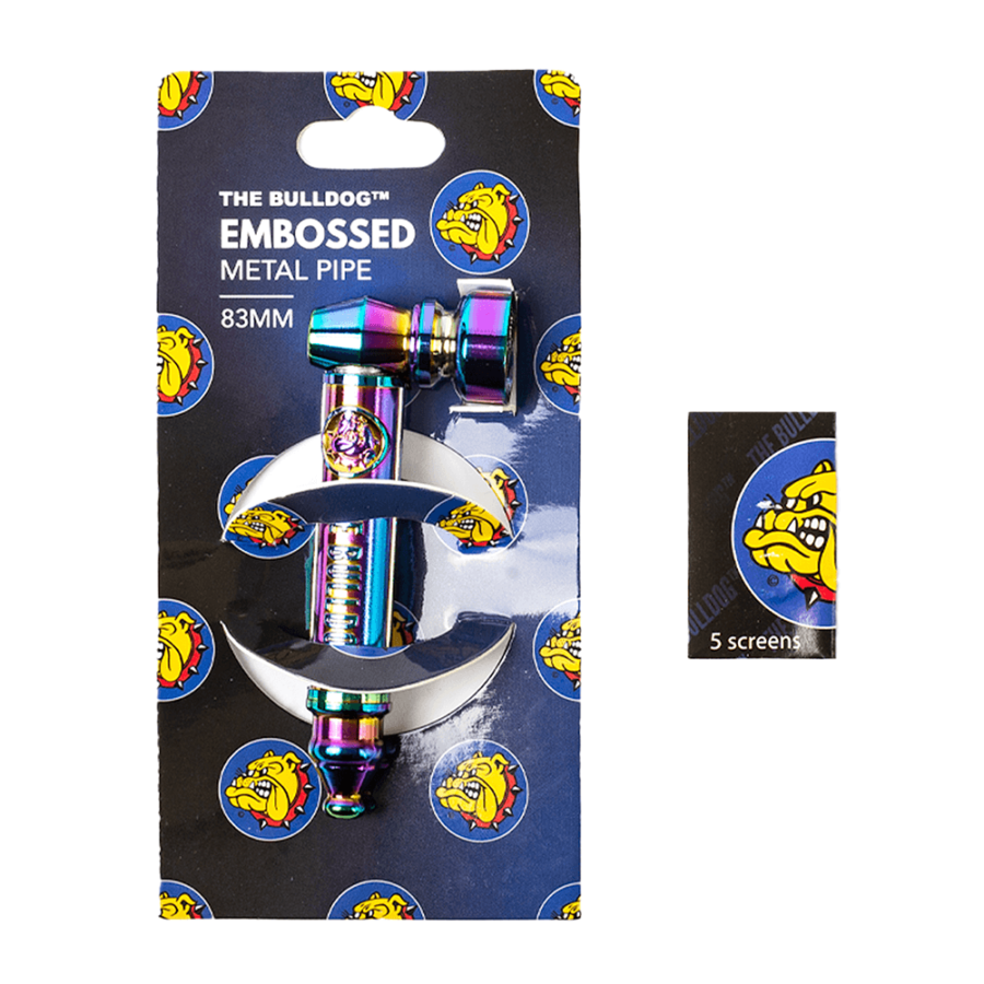 The Bulldog Metal Embossed Pipe Set Rainbow - 83mm (12pcs/display)