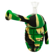 Camouflage Green Grenade Silicone Bong with Removable Pieces 16cm